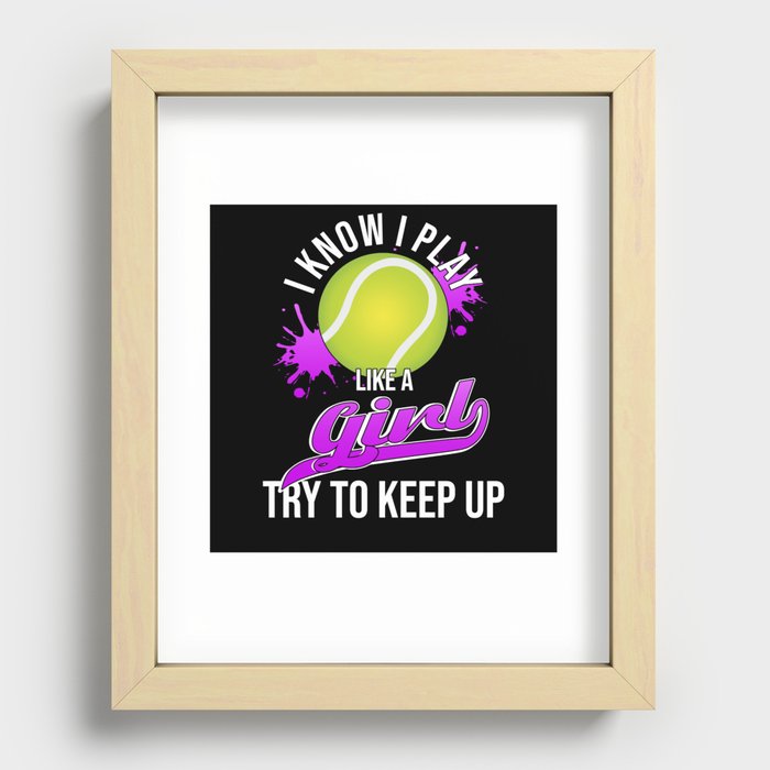 Tennis Girl Ladies Tennis Court Tennis Ball Recessed Framed Print