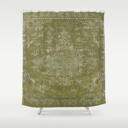Antique Persian Vintage Rug Print Olive Green Shower Curtain