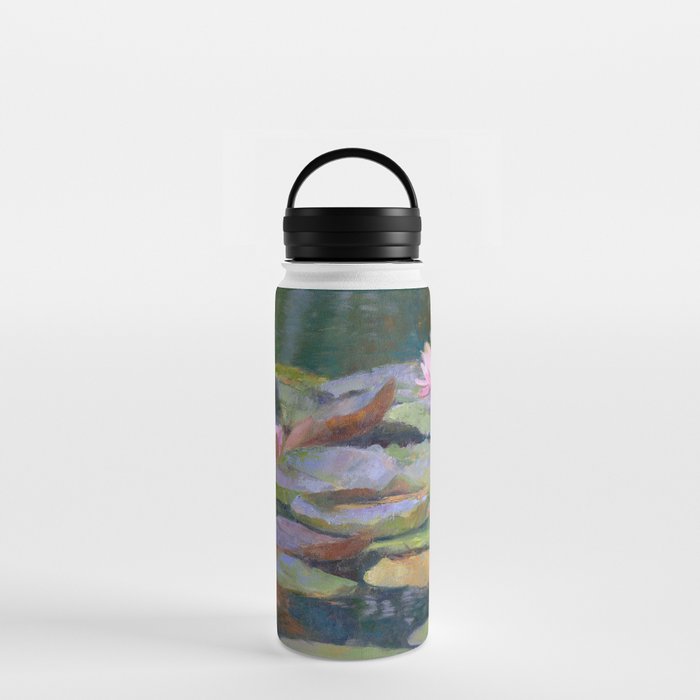 Pink Water Lily Reflection Water Bottle