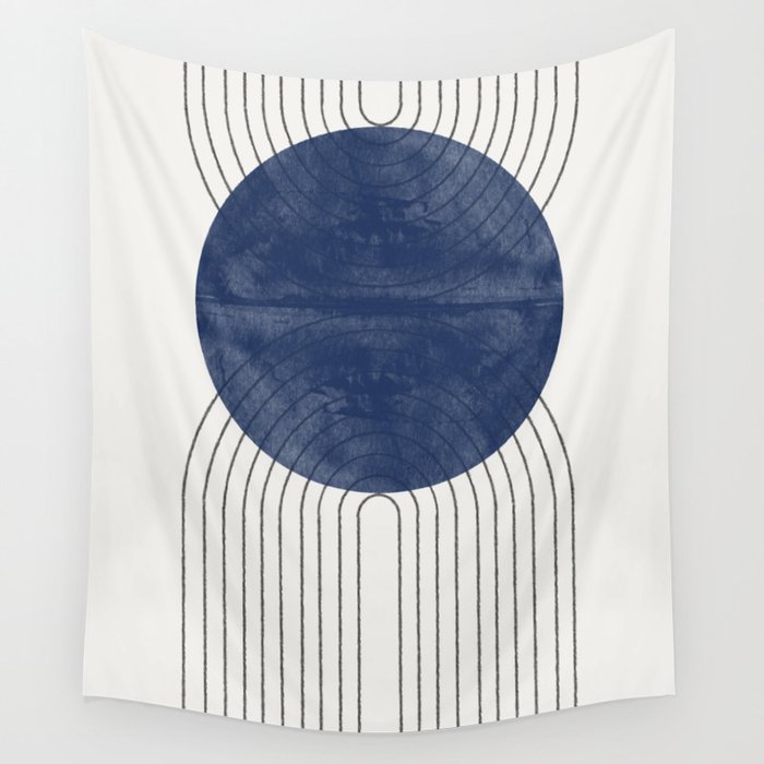 Mid Century Modern Blue Perfect Balance Wall Tapestry
