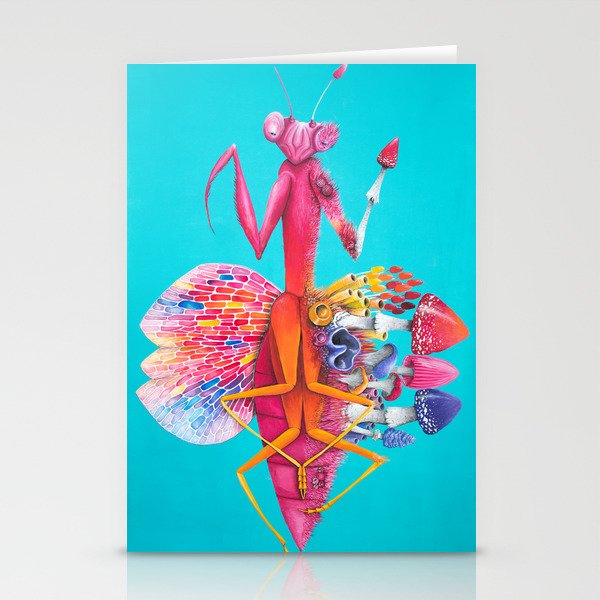 Persephone, Mantis Painting, Surrealistic Rainbow Art Stationery Cards