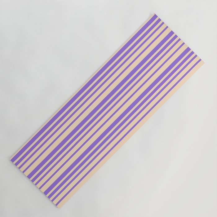 Bisque & Purple Colored Lines/Stripes Pattern Yoga Mat