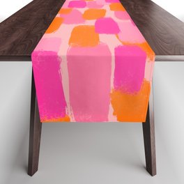 Abstract, Paint Brush Effect, Orange and Pink Table Runner