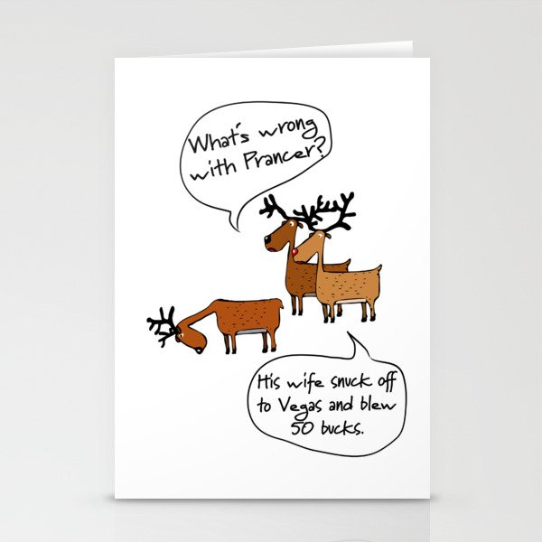 funny las vegas reindeer blew 50 bucks christmas humor Stationery Cards