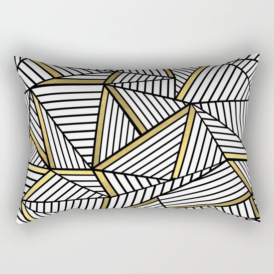 Ab Lines 2 White Gold Rectangular Pillow