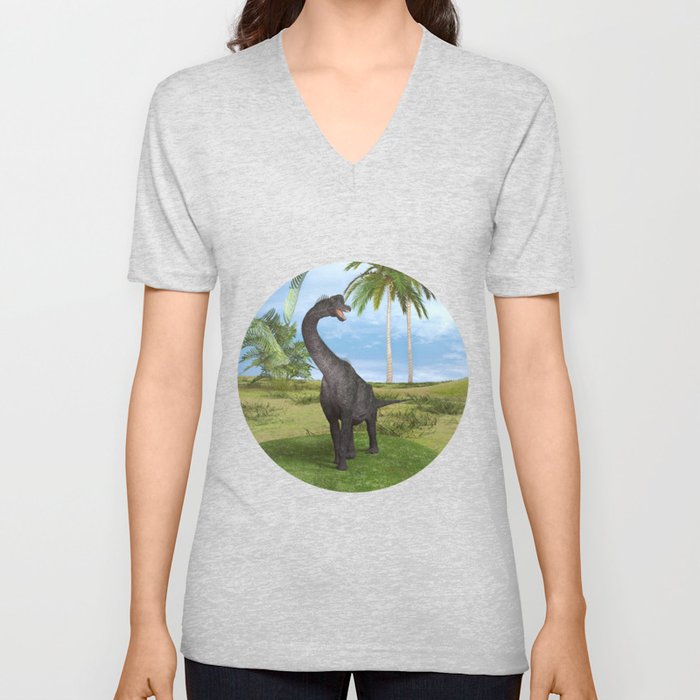 Dinosaur Brachiosaurus V Neck T Shirt