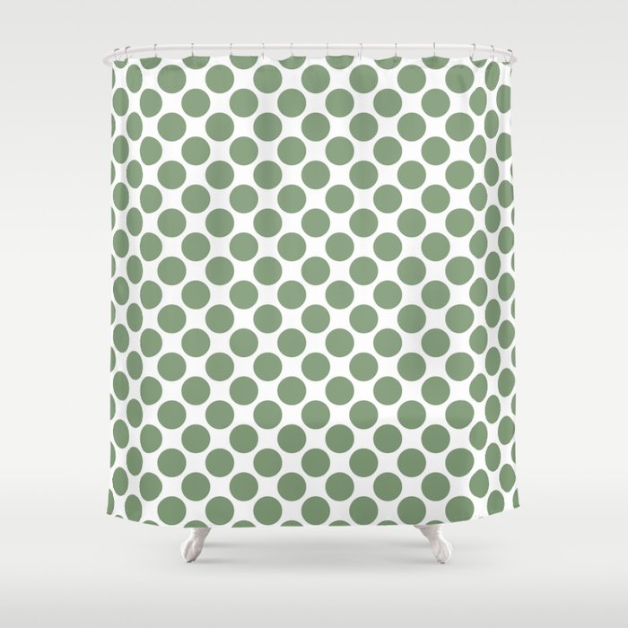Green and White Uniform Polka Dot Pattern Pairs Farrow & Ball 2022 Color Breakfast Room Green 81 Shower Curtain