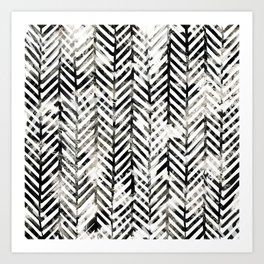 Black and White Herringbone Art Print