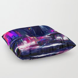 Postcards from the Future - Neon City Floor Pillow
