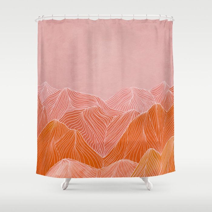 Lines in the mountains - pink II Shower Curtain