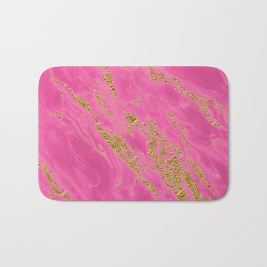 Luxury and glamorous gold glitter on pink Sea marble on #Society6 Bath Mat