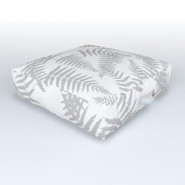 Light Grey Silhouette Fern Leaves Pattern Outdoor Floor Cushion