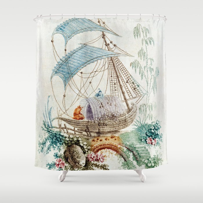 Chinoiserie Embroidery Shower Curtain