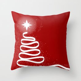 Red Scrible Christmas Tree Throw Pillow