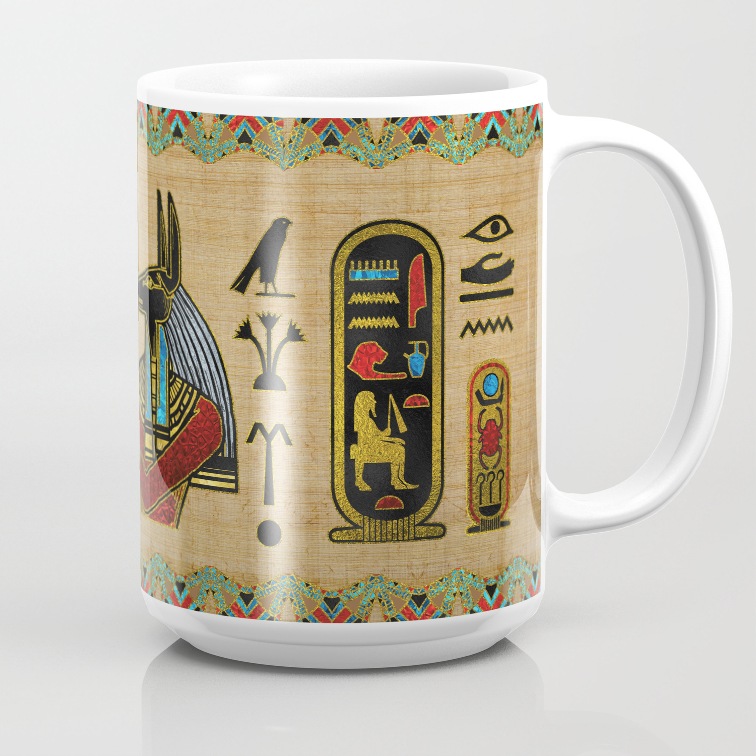 Set of 2 Egyptian Papyrus Series Henriksen Imports Coffee Cups Mugs