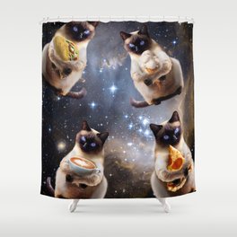 Space Galaxy Cat Pizza Taco Coffee Ice Cream Cats Shower Curtain