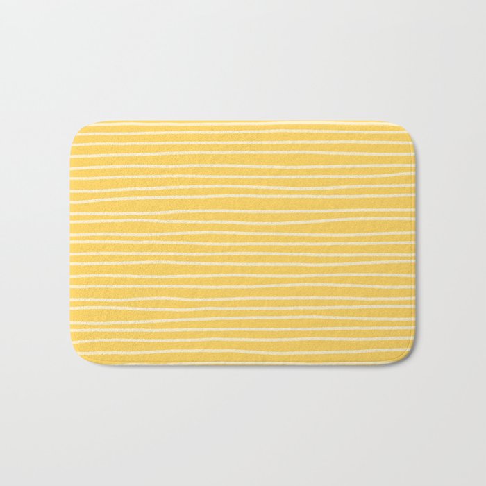 Sunshine Yellow Pinstripes Bath Mat