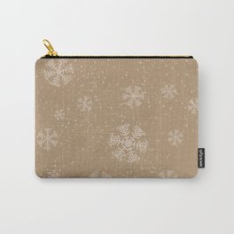 Snowing beige cream Carry-All Pouch | Xmas, Digital, White Snowflakes, Pantene, Pattern, Graphicdesign, Color, Snowing, Snow, Crystals 