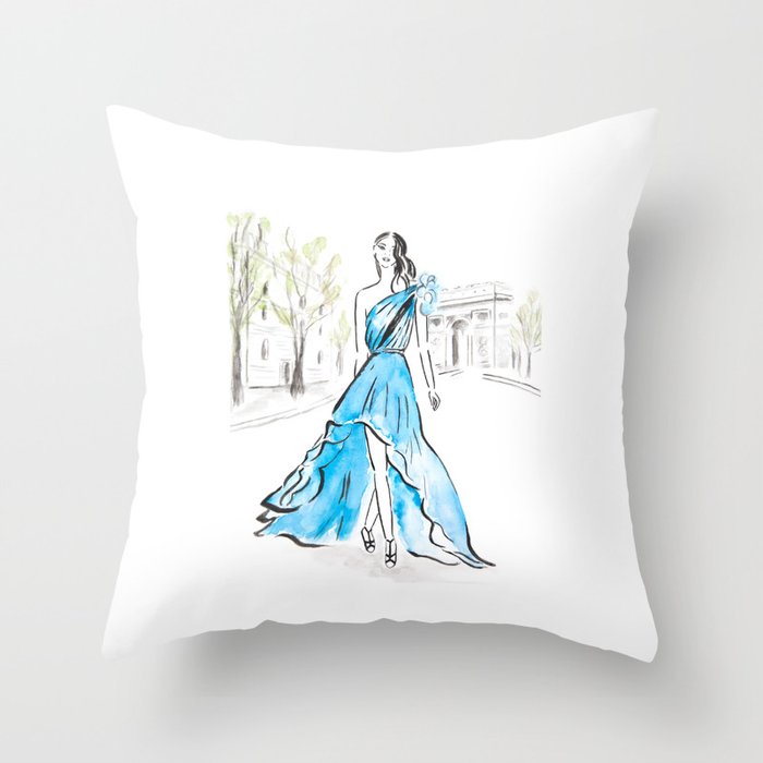 One Day In Paris Throw Pillow