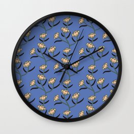 Modern Floral Camellia Vine Pattern Wall Clock