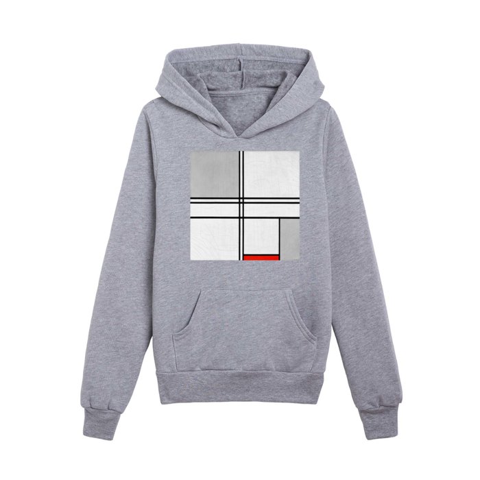 Piet Mondrian (1872-1944) - COMPOSITION (No. 1) GRAY-RED - (Composition No. I Gris-Rouge) - 1935 - De Stijl (Neoplasticism), Geometric Abstraction - Oil on canvas - Digitally Enhanced - Kids Pullover Hoodie