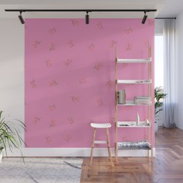 Branches With Red Berries Seamless Pattern on Pink Background Wall Mural