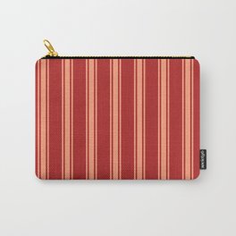 [ Thumbnail: Red & Light Salmon Colored Lines Pattern Carry-All Pouch ]