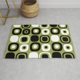 Mid Century Modern Garden Path Pattern 381 Olive Green and Black Area & Throw Rug