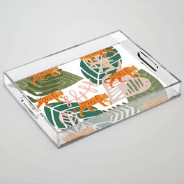 Tropical Leaves Tiger Nature Animals Abstract Print Acrylic Tray