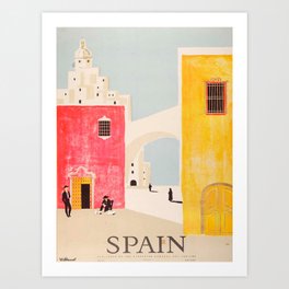Spain Vintage Travel Poster Mid Century Minimalist Art Art Print