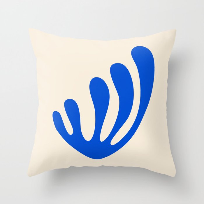 Blue Matisse Cutout Abstract Shape Throw Pillow