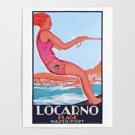 1928 SWITZERLAND Locarno Watersports Travel Poster Poster