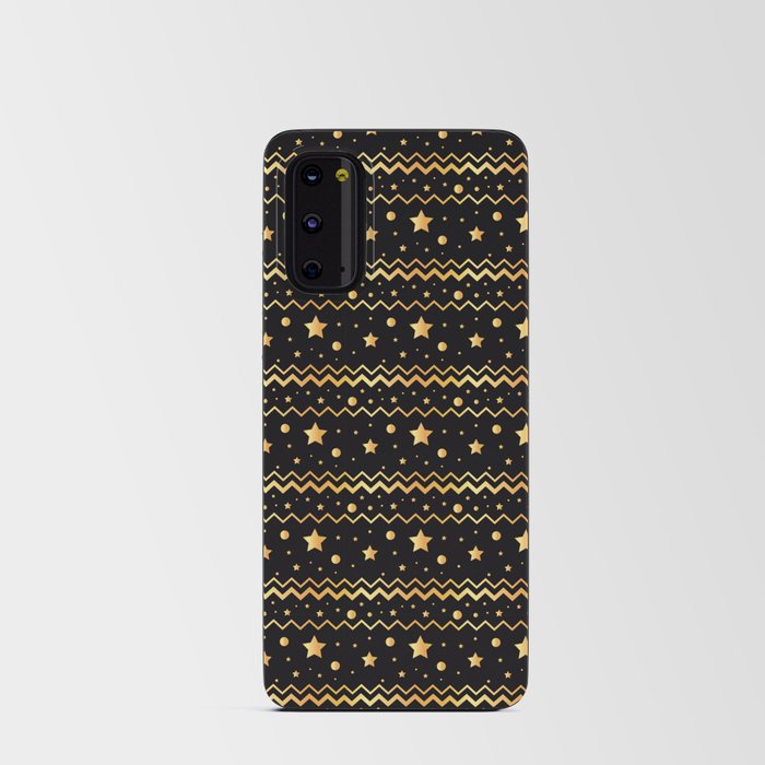 Christmas Pattern Golden Black Star Zigzag Android Card Case