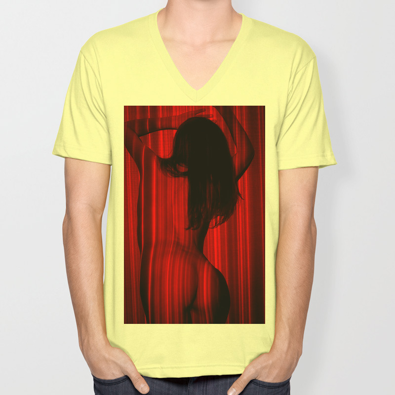 Abstract Portrait Silhouette Of Naked Woman Painted By Laser Red