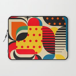 Colorful Happy Mood- Folk Art Style - Geometric Abstract Illustration - Jen Du Laptop Sleeve