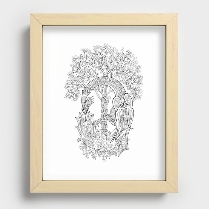 The Phoenix Bird and the Tree of Life Recessed Framed Print