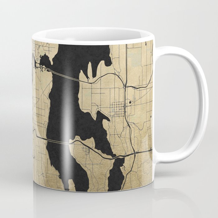 Seattle Black and Gold Street Map Coffee Mug