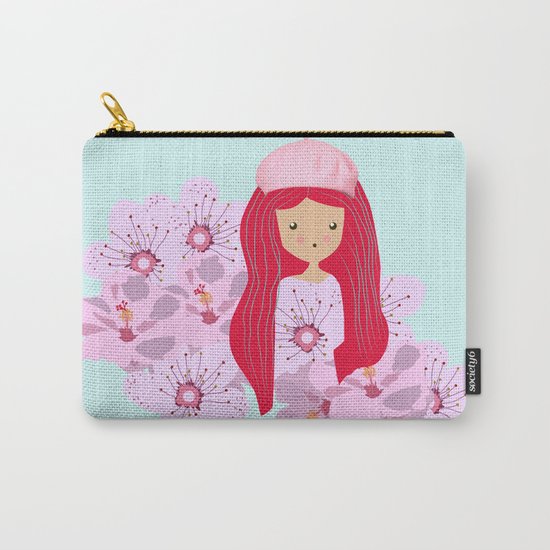 Girl on flowers Carry-All Pouch