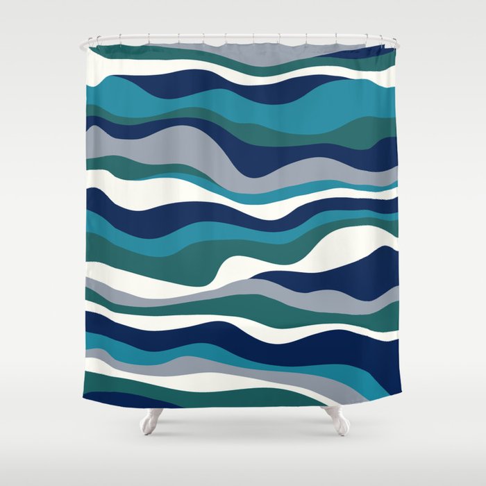 Cordillera Stripe Teal Navy Combo, Navy And Teal Shower Curtain