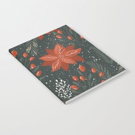 Ponsietta And Red Winter Berries Notebook