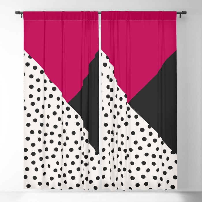 Dots and Colors - Pink Charcoal Blackout Curtain