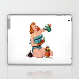 Red Sexy Pinup With Watering Can For Garden Laptop Skin