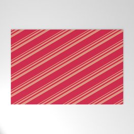 [ Thumbnail: Dark Salmon and Crimson Colored Striped Pattern Welcome Mat ]