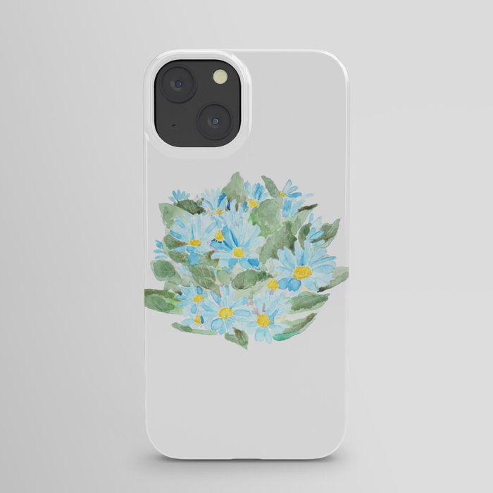 blue Cineraria Pericalis flowers watercolor iPhone Case