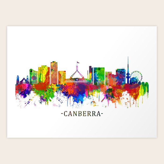 Canberra Australia Skyline Art Print by NextWay Art Society6
