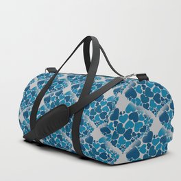 When Hearts Meet Together Pattern - Blue Grey Hearts (On Grey) Duffle Bag