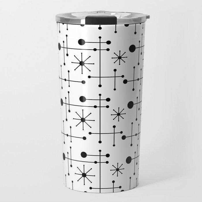 Atomic Retro Mid Century Modern Pattern Black and White Travel Mug