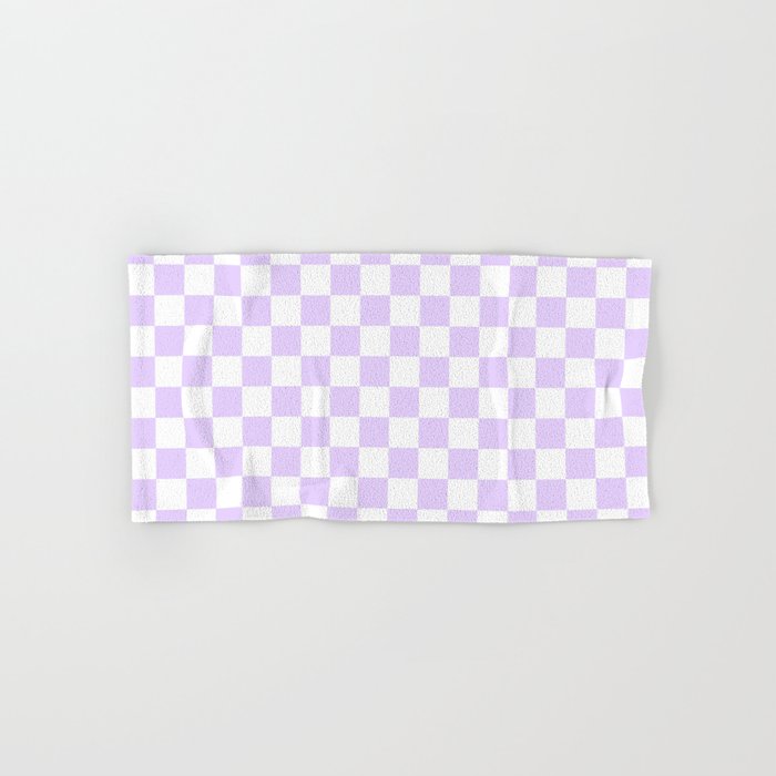 Large Chalky Pale Lilac Pastel Color and White Checkerboard Hand & Bath Towel