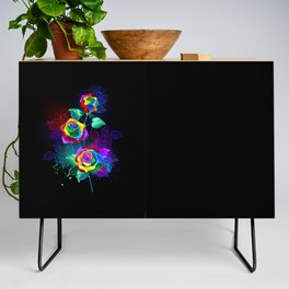 Branch with Rainbow Roses Credenza