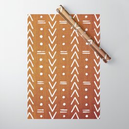 Mudcloth White Geometric Shapes in Ochre Burnt Orange Wrapping Paper
